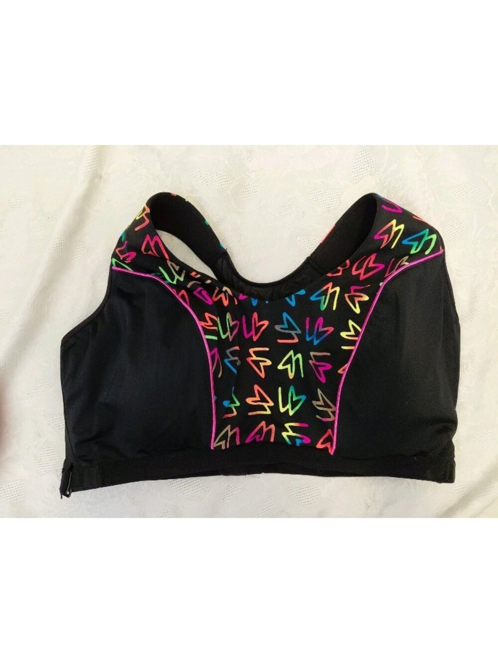 Sport byCacique Wireless Sports Bra Black with Multicolor Hearts 44DD